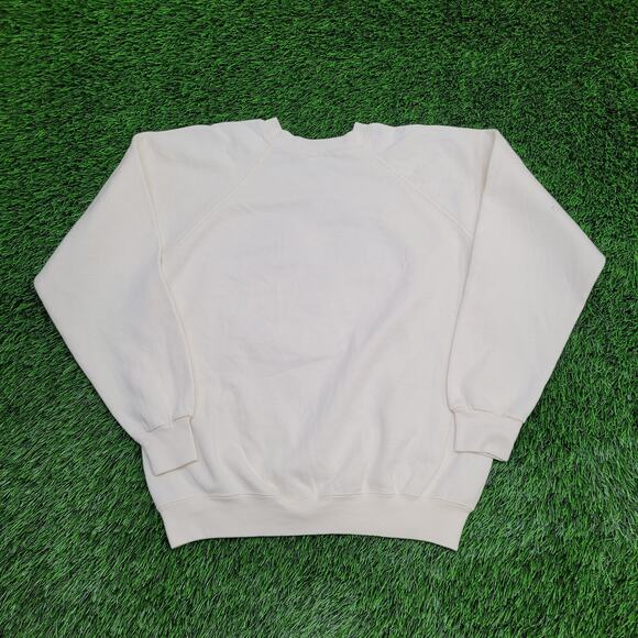 Vintage 80s Cat US-Flag Sweatshirt Womens Large 20x23 Beige - Picture 2 of 14